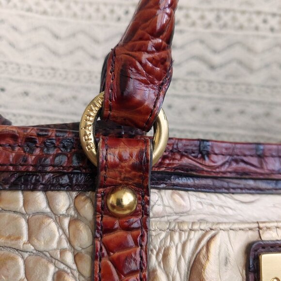 Brahmin Mini Arno Satchel Bag Champagne Gold & Pecan Brown Melbourne - Picture 4 of 15